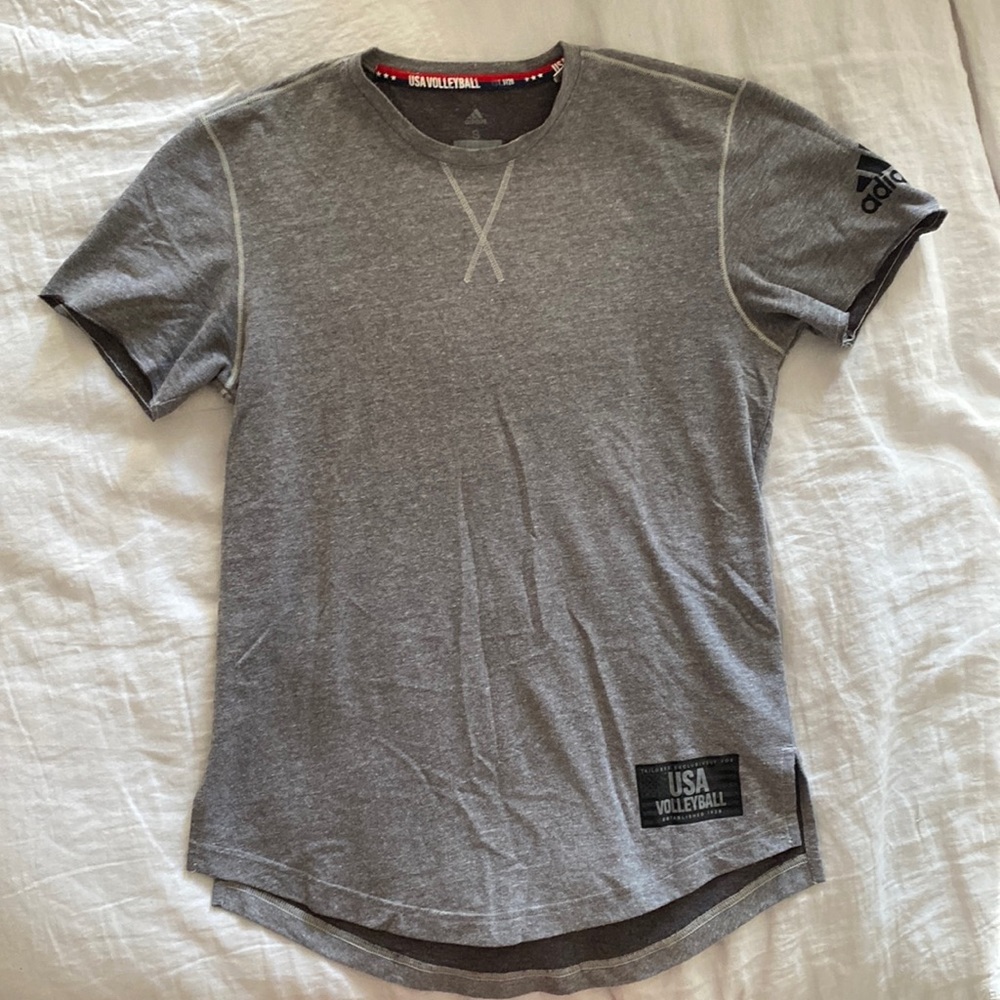 adidas USA Volleyball Short Sleeve Shirt Gray Size Small